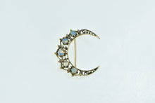 Load image into Gallery viewer, 14K Victorian Opal Crescent Moon Vintage Pin/Brooch Yellow Gold