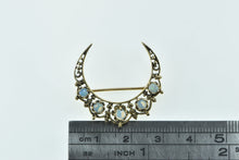 Load image into Gallery viewer, 14K Victorian Opal Crescent Moon Vintage Pin/Brooch Yellow Gold