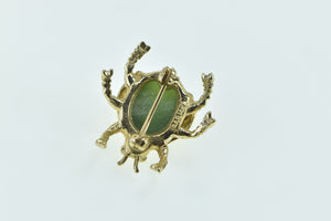 14K Nephrite Lady Bug Strength Symbol Lapel Pin/Brooch Yellow Gold