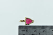 Load image into Gallery viewer, 14K Heart Syn. Ruby Heart Love Symbol Pendant Yellow Gold