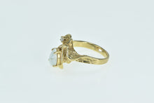 Load image into Gallery viewer, 14K Pear Opal Diamond Accent Vintage Bypass Ring Yellow Gold