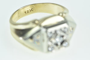 14K 0.30 Ctw Men's Diamond Squared Statement Ring Yellow Gold