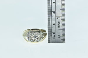 14K 0.30 Ctw Men's Diamond Squared Statement Ring Yellow Gold