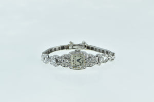 Platinum 1.18 Ctw Art Deco Diamond Hamilton Women's Watch
