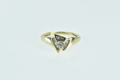 14K 0.35 Ctw Diamond Baguette Halo Engagement Ring Yellow Gold