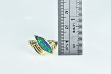 Load image into Gallery viewer, 14K Marquise Black Opal Inlay Vintage Bypass Ring Yellow Gold