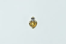 Load image into Gallery viewer, 14K Citrine Heart Diamond Accent Vintage Classic Pendant Yellow Gold