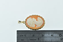 Load image into Gallery viewer, 14K Carved Shell Cameo Ornate Statement Pendant Yellow Gold