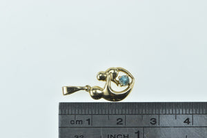 14K Mother & Child Blue Topaz Mother's Day Charm/Pendant Yellow Gold