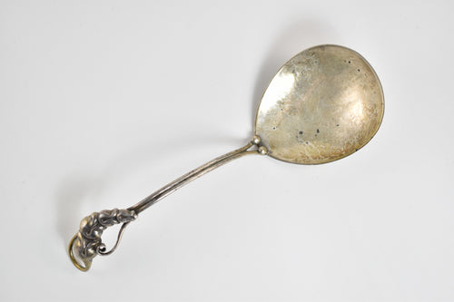 Sterling Silver Ornate Floral Motif Handmade Serving Spoon