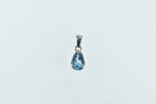 Load image into Gallery viewer, 18K Oval Blue Topaz Solitaire Classic Simple Pendant White Gold