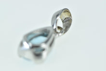 Load image into Gallery viewer, 18K Oval Blue Topaz Solitaire Classic Simple Pendant White Gold