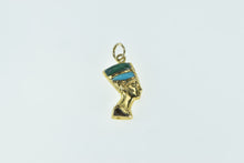 Load image into Gallery viewer, 14K Malachite Turquoise Queen Nefertiti Bust Charm/Pendant Yellow Gold
