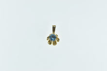 Load image into Gallery viewer, 14K Round Blue Topaz Ornate Scalloped Classic Pendant Yellow Gold