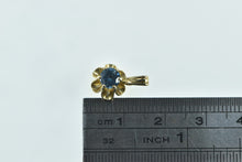 Load image into Gallery viewer, 14K Round Blue Topaz Ornate Scalloped Classic Pendant Yellow Gold