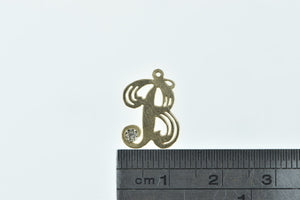 14K B Cursive Monogram Diamond Letter Initial Charm/Pendant Yellow Gold