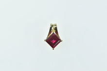 Load image into Gallery viewer, 14K Princess Syn. Ruby Classic Simple Pendant Yellow Gold