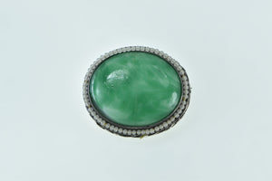 Ornate Victorian Jade Oval Filigree Pin/Brooch