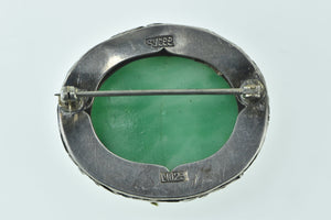 Ornate Victorian Jade Oval Filigree Pin/Brooch