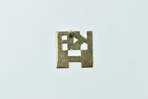 14K K A H Monogram Squared Letter Lapel Pin/Brooch Yellow Gold