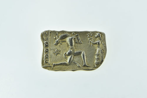 Sterling Silver Mythology Satyr Ornate Statement Pin/Brooch
