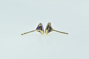 14K Round Amethyst Solitaire Vintage Stud Earrings Yellow Gold
