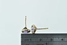 Load image into Gallery viewer, 14K Round Amethyst Solitaire Vintage Stud Earrings Yellow Gold