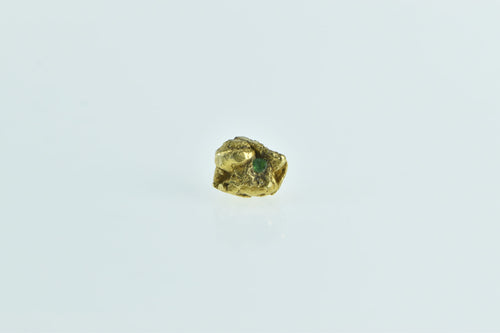 22K Emerald Textured Nugget Pebble Single Stud Earring Yellow Gold