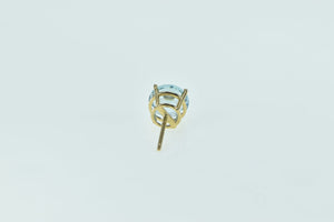 14K Round Blue Topaz Solitaire Single Stud Earring Yellow Gold