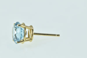 14K Round Blue Topaz Solitaire Single Stud Earring Yellow Gold