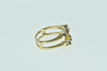 Load image into Gallery viewer, 14K Chevron Sapphire Diamond Wrap Wedding Ring Yellow Gold