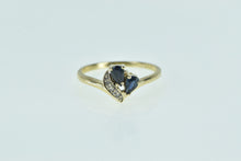 Load image into Gallery viewer, 14K Pear Sapphire Diamond Wavy Statement Ring Yellow Gold