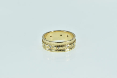14K 1960's Diamond Inset Vintage Wedding Band Ring Yellow Gold