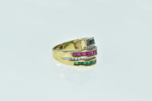 Load image into Gallery viewer, 14K Princess Sapphire Ruby Diamond Bypass Ring Yellow Gold