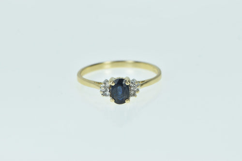 14K Oval Sapphire Diamond Vintage Engagement Ring Yellow Gold