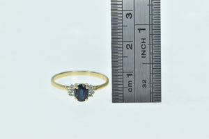 14K Oval Sapphire Diamond Vintage Engagement Ring Yellow Gold