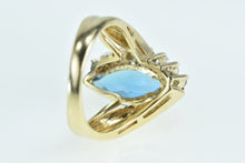 Load image into Gallery viewer, 14K Marquise Blue Topaz Diamond Bypass Ring Yellow Gold