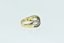 Load image into Gallery viewer, 14K Rainbow Sapphire Diamond X Criss Cross Ring Yellow Gold