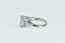 Load image into Gallery viewer, 14K Emerald Cut Amethyst White Sapphire Ring White Gold