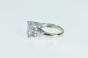 14K Emerald Cut Amethyst White Sapphire Ring White Gold