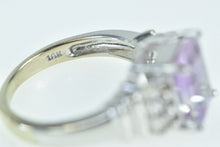 Load image into Gallery viewer, 14K Emerald Cut Amethyst White Sapphire Ring White Gold