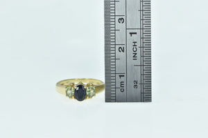 14K Oval White & Green Sapphire Statement Ring Yellow Gold