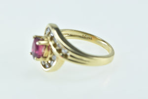 14K 0.94 Ctw Ruby Diamond Wavy Engagement Ring Yellow Gold