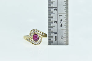 14K 0.94 Ctw Ruby Diamond Wavy Engagement Ring Yellow Gold