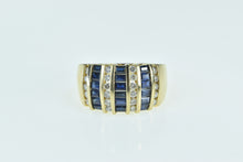 Load image into Gallery viewer, 14K 2.76 Ctw Baguette Sapphire Diamond Domed Ring Yellow Gold