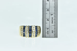 14K 2.76 Ctw Baguette Sapphire Diamond Domed Ring Yellow Gold
