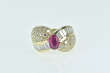 Load image into Gallery viewer, 14K 3.34 Ctw Oval Ruby Diamond Encrusted Ring Yellow Gold