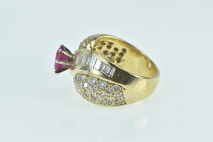 14K 3.34 Ctw Oval Ruby Diamond Encrusted Ring Yellow Gold