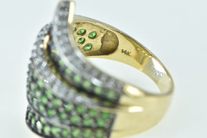 14K 14K Staurino Fratelli Pave Emerald Diamond Ring Yellow Gold