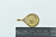 Load image into Gallery viewer, 14K 1/10th Oz American Half Eagle Diamond Pendant Yellow Gold